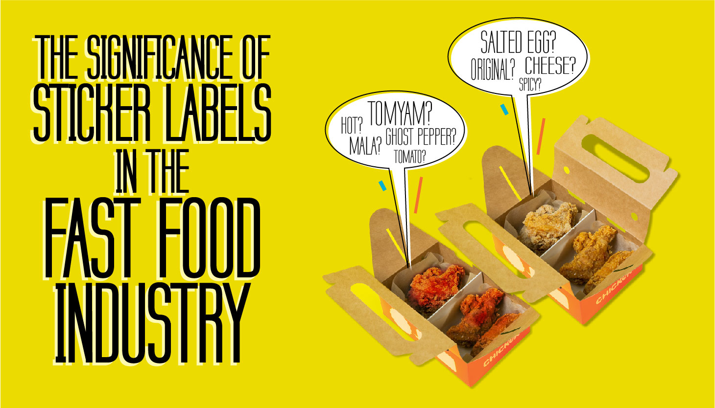 Fast food label, fried chicken sticker, flavor sticker